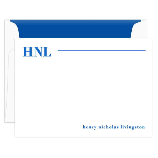Initial Statement Flat Note Cards - Raised Ink
